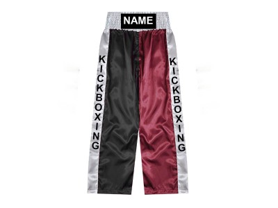 Op maat lange Kickboksbroek : KNPANTS-001-Zwart-Maroon