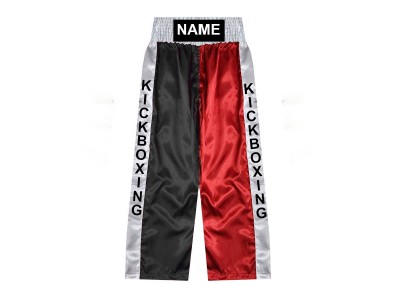 Op maat lange Kickboksbroek : KNPANTS-001-Zwart-Rood