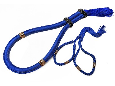 Muay Thai Mongkon Hoofdband en Prajead Armbanden : Thaise stijl-Blauw