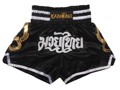 Kanong Muay Thai kickboks broekje kind : KNS-143-Zwart-K