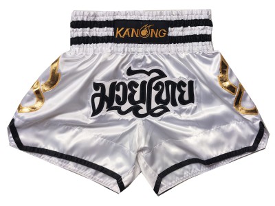 Kanong Muay Thai kickboks broekje kind : KNS-143-Wit-K