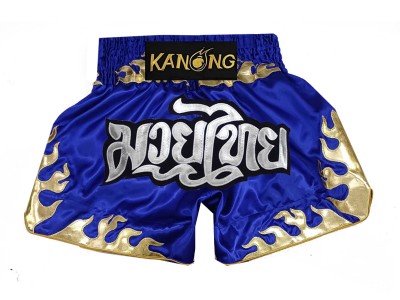 Kanong Muay Thai kickboks broekje kind : KNS-145-Blauw-K